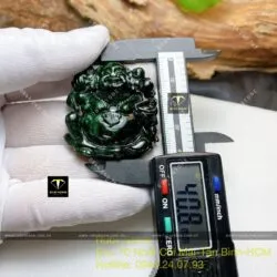 Phật Di lặc ngọc cẩm thạch sơn thuỷ xanh đen, kích thước 40mm - Ảnh 6