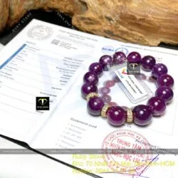 Vòng chuỗi Ruby Guinea sao thiên nhiên 13,8 ly mix charm vàng 18k - Hình ảnh 2