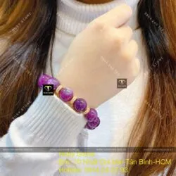 Vòng chuỗi Ruby Guinea sao thiên nhiên 13,8 ly mix charm vàng 18k