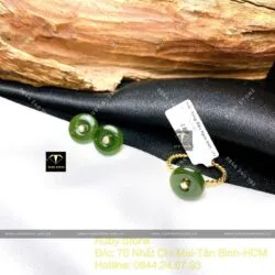 Khuyên tai đồng điếu Ngọc bích, vàng 18k - Ảnh 4