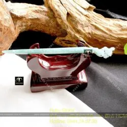 Trâm cài tóc hoa mai Lam ngọc bông tuyết, KT 14cm