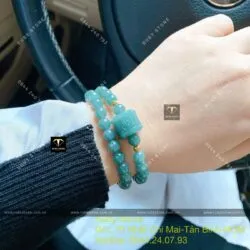 Vòng tay Lam Thuỷ mix lu thống, bi vàng 18k - Ảnh 4