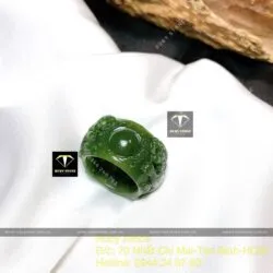 Nhẫn càn long Ngọc bích chạm song Hổ tranh châu - Hình ảnh 4