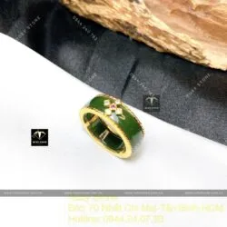Nhẫn Ngọc bích bản 6mm, vàng 18k