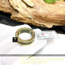Nhẫn ngọc bích Canada xanh đậm, vàng 18k