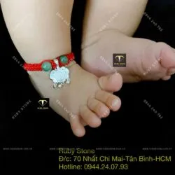 Lắc chân khoá trường mệnh bạc mix ngọc cho bé - Hình ảnh 8