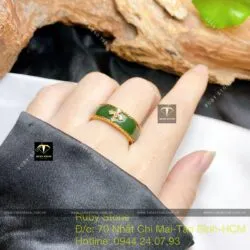Nhẫn Ngọc bích bản 6mm, vàng 18k - Ảnh 5