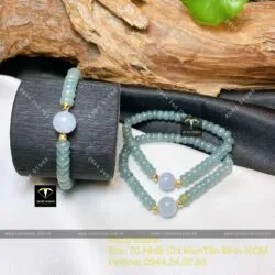 Vòng chuỗi bánh xe Lam Dầu bông tuyết, bi vàng 18k - Hình ảnh 2