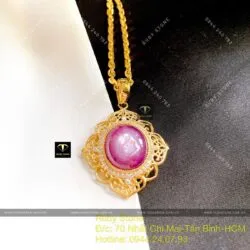 Mặt dây chuyền Ruby Guinea sao thiên nhiên, vàng 18k - Hình ảnh 4