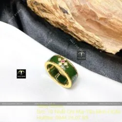 Nhẫn Ngọc bích bản 6mm, vàng 18k - Ảnh 2