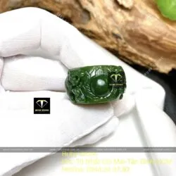 Nhẫn càn long Ngọc bích chạm song Hổ tranh châu - Hình ảnh 7