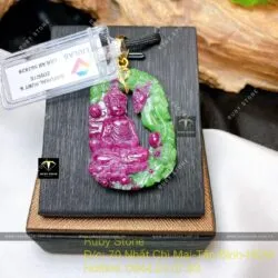 Phật Thích Ca Ruby Nam Phi tạc tách màu tinh xảo, móc vàng 18k - Hình ảnh 2