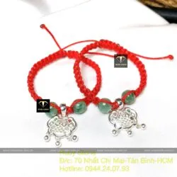 Lắc chân khoá trường mệnh bạc mix ngọc cho bé - Hình ảnh 2