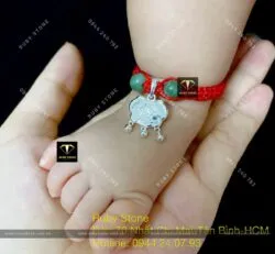 Lắc chân khoá trường mệnh bạc mix ngọc cho bé - Hình ảnh 5