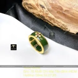 Nhẫn Ngọc bích bản 6mm, vàng 18k - Ảnh 3