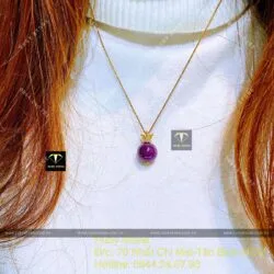 Mặt dây chuyền Ruby Guinea sao thiên nhiên, móc vương miện vàng 18k - Ảnh 10
