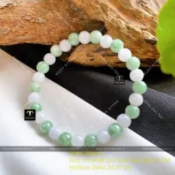 Vòng ngọc cẩm thạch xanh trắng mix 7 ly