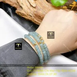 Vòng chuỗi Lam Dầu bông tuyết, bi vàng 18k cuốn 3 vòng tay - Ảnh 2