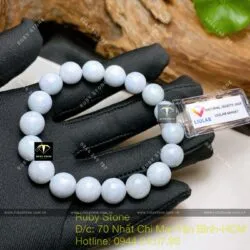 Chuỗi ngọc cẩm thạch trắng-xám 10 ly