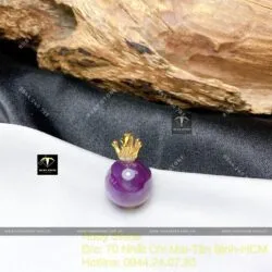 Mặt dây chuyền Ruby Guinea sao thiên nhiên, móc vương miện vàng 18k - Ảnh 8