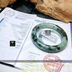 Vòng ngọc Cẩm thạch sơn thuỷ xanh đen - Hình ảnh 4