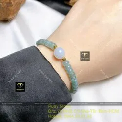Vòng chuỗi bánh xe Lam Dầu bông tuyết, bi vàng 18k - Hình ảnh 3