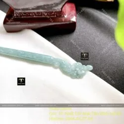 Trâm cài tóc hoa mai Lam ngọc bông tuyết, KT 14cm