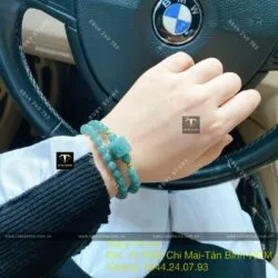 Vòng tay Lam Thuỷ mix lu thống, bi vàng 18k