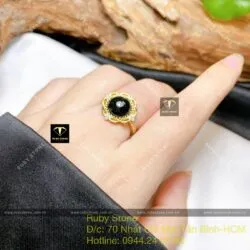 Nhẫn Ngọc Phỉ Thúy Mực Dục, vàng 18k - Ảnh 5