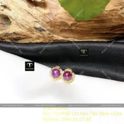 Khuyên tai tròn Ruby Nam Phi, vàng 18k - Hình ảnh 4