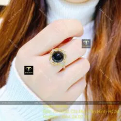 Nhẫn Ngọc Phỉ Thúy Mực Dục, vàng 18k
