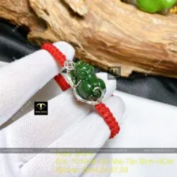 Tỳ hưu Ngọc bích bọc bạc, tết dây dù đỏ - Ảnh 7