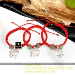Lắc chân khoá trường mệnh bạc mix ngọc cho bé - Hình ảnh 3