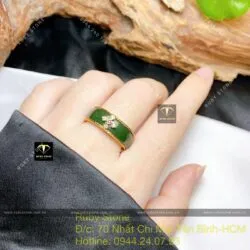 Nhẫn Ngọc bích bản 6mm, vàng 18k - Ảnh 4
