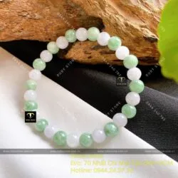 Vòng ngọc cẩm thạch xanh trắng mix 7 ly
