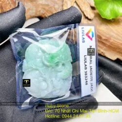 Mặt dây chuyền chạm Rồng ngọc Cẩm Thạch xanh lý táo