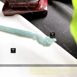 Trâm cài tóc hoa mai Lam ngọc bông tuyết, KT 14cm