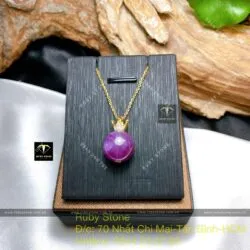 Mặt dây chuyền Ruby Guinea sao thiên nhiên, móc vương miện vàng 18k - Ảnh 3