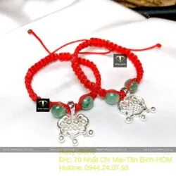 Lắc chân khoá trường mệnh bạc mix ngọc cho bé - Hình ảnh 4