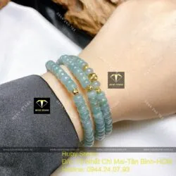 Vòng chuỗi Lam Dầu bông tuyết, bi vàng 18k cuốn 3 vòng tay - Ảnh 3