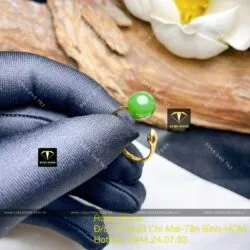 Nhẫn trái châu Ngọc bích thiết kế, vàng 18k - Ảnh 2