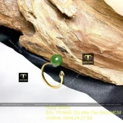 Nhẫn trái châu Ngọc bích thiết kế, vàng 18k - Ảnh 4