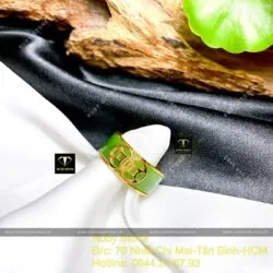 Nhẫn ngọc bích Canada xanh VIP bọc kim tiền kép, vàng 18k - Ảnh 3