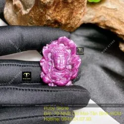 Phật A Di Đà Ruby Nam Phi ngự trên liên hoa, kích thước 38mm