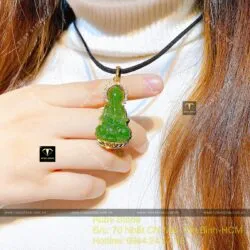 Phật Quan Thế Âm Bồ Tát ngọc bích Canada, vàng 18k - Ảnh 3