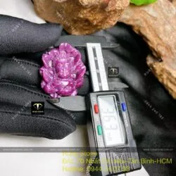 Phật A Di Đà Ruby Nam Phi ngự trên liên hoa, kích thước 38mm - Ảnh 5