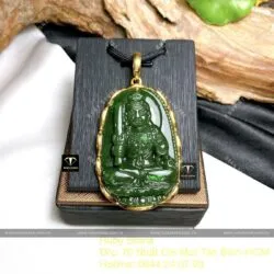Phật bản mệnh ngọc bích Canada, vàng 18k (750), KT 50mm - Hình ảnh 3