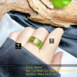 Nhẫn ngọc bích Canada xanh VIP bọc kim tiền kép, vàng 18k - Ảnh 5