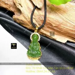 Phật Quan Thế Âm Bồ Tát ngọc bích Canada, vàng 18k - Ảnh 5