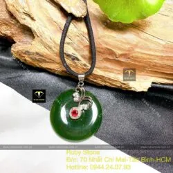 Đồng điếu Ngọc bích xanh đậm, móc bạc 925 - Ảnh 3